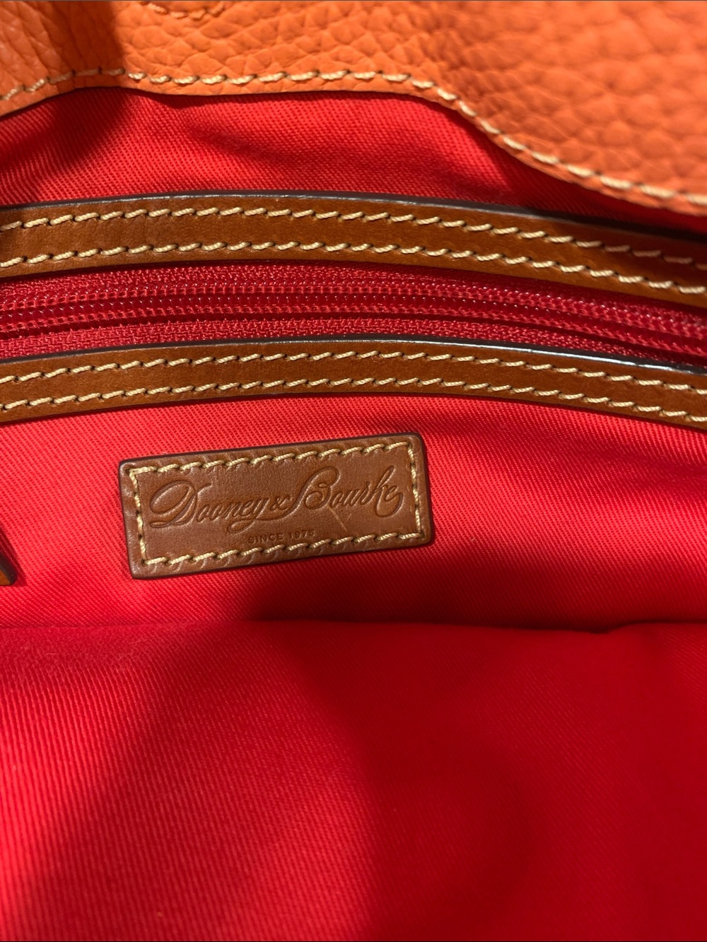 Dooney & Bourke Bright Coral Pebbled Leather Bucket Shoulder Bag - Picture 7 of 10